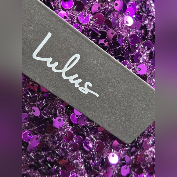 Lulus L Micro Mini Dress Bodycon Purple Sequin Criss Cross Frontvand Back Straps - Picture 4 of 6
